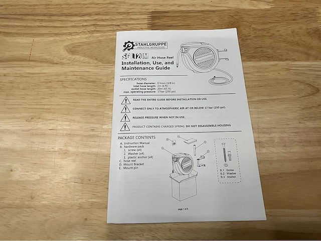 Stahlgruppe - sglt20m - luchtslanghaspel 20 meter - 17 bar - afbeelding 9 van  9
