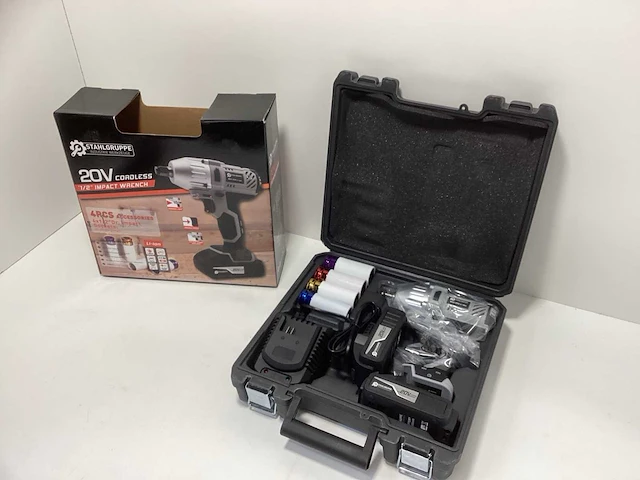Stahlgruppe 20v accu slagmoersleutel - incl. 2x 20v accu + acculader + krachtdoppen in koffer - afbeelding 3 van  10