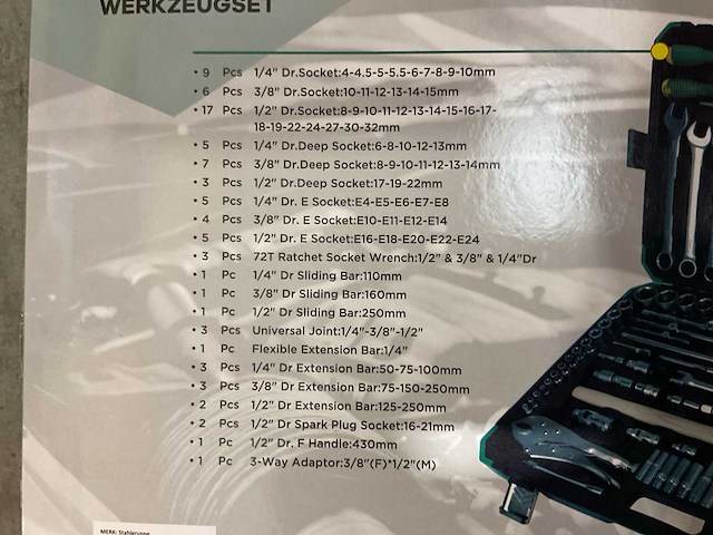 Stahlgruppe gs-b5180m 180 stuks handgereedschap set - afbeelding 7 van  9
