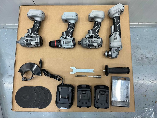 Stahlgruppe powertool set - schroefmachine - boormachine - slagmoersleutel - haakse slijper - 2 accu’s - afbeelding 5 van  15