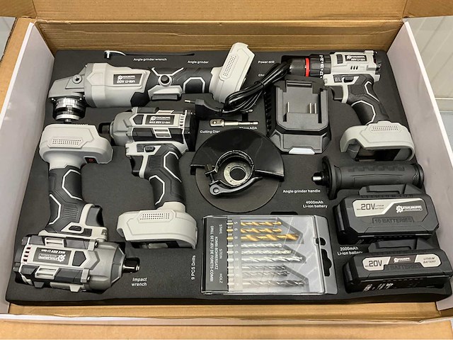 Stahlgruppe powertool set - schroefmachine - boormachine - slagmoersleutel - haakse slijper - 2 accu’s - afbeelding 7 van  15