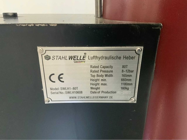 Stahlwelle - swlh1- garagekrik 80t pneumatisch hydraulisch - afbeelding 9 van  14