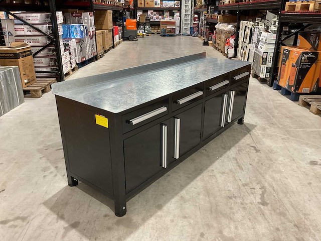 Stahlworks 4 laden, 4 kastdeuren / in hoogte verstelbaar zwarte werkbank - afbeelding 5 van  10