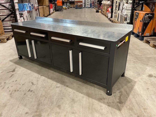 Stahlworks 4 laden, 4 kastdeuren / in hoogte verstelbaar zwarte werkbank - afbeelding 2 van  10