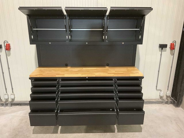 Stahlworks deluxe black 72 inch high 15 laden werkbank - afbeelding 8 van  14