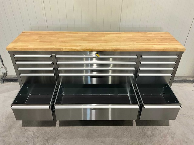Stahlworks deluxe rvs 72 inch 15 laden werkbank - afbeelding 3 van  6