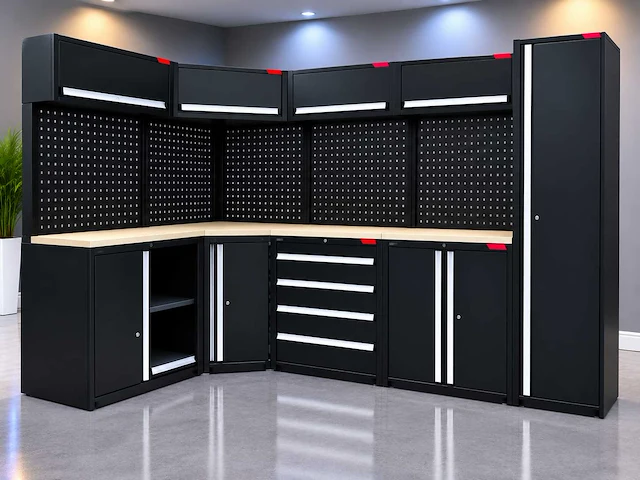 Stahlworks tc-204 155x55x203 / 280x55x203 cm werkbank - afbeelding 1 van  10