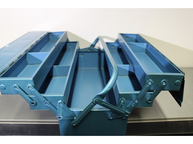 Stalen gereedschapskist blauw groot - afbeelding 3 van  9