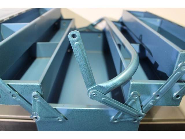 Stalen gereedschapskist blauw groot - afbeelding 4 van  9