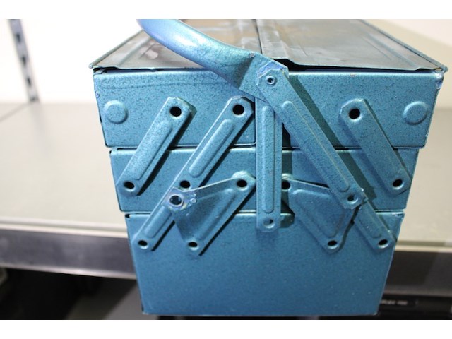 Stalen gereedschapskist blauw groot - afbeelding 5 van  9