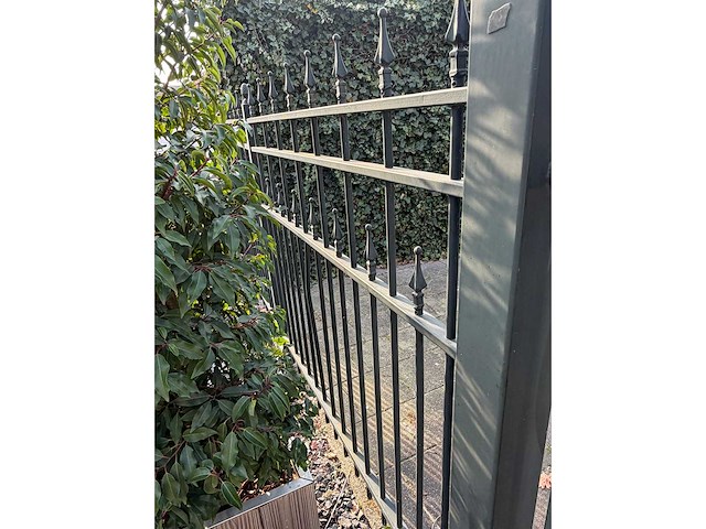 Stalen hekwerk met dubbele poort en enkele poort - afbeelding 5 van  6
