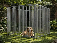 Stalen hondenkennel verzinkt - 200x200x184 cm - afbeelding 1 van  6