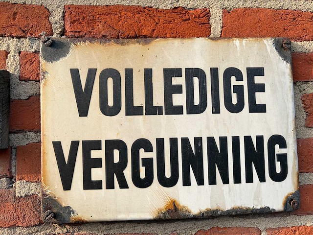 Stalen “volledige vergunning” gevelbord - afbeelding 1 van  2