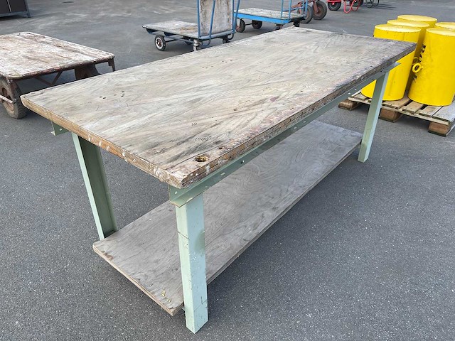 Stalen werkbank met houten blad - afbeelding 2 van  4