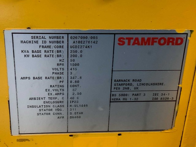 Stamford ucdi274k1 stroomgenerator 250kva - afbeelding 5 van  8