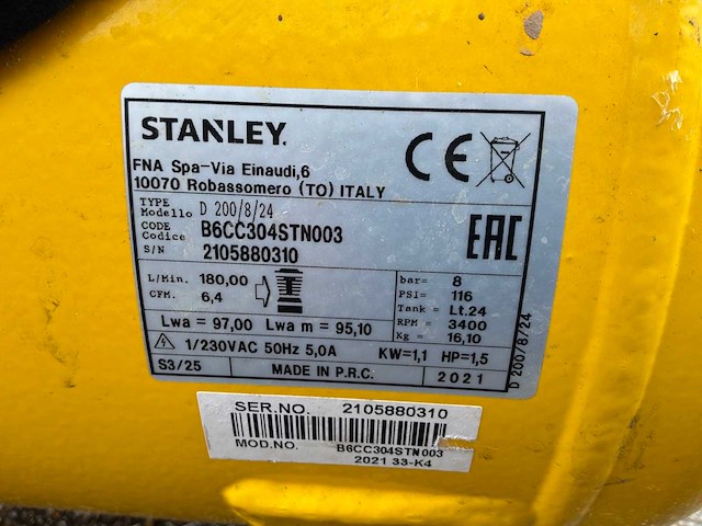 Stanley d 200/8/24 luchtcompressor - afbeelding 6 van  6