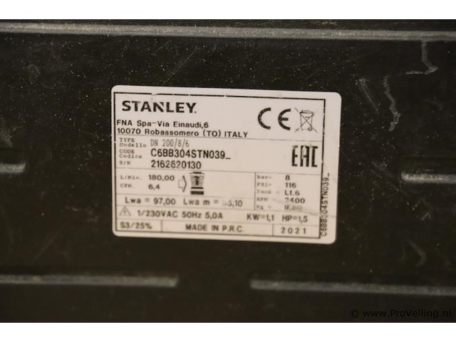Stanley luchtcompressor dn 200/8/6 c6bb304stn039 - afbeelding 5 van  6