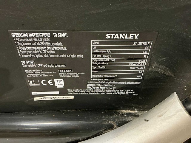 Stanley st-125t-kfa-e diesel heater - afbeelding 3 van  4