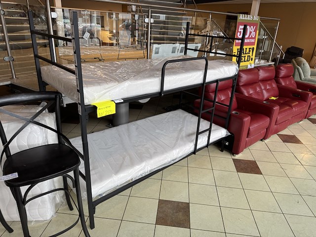 Stapelbed, zwart metaal - afbeelding 1 van  1