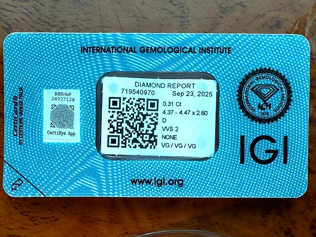 Starcut briljant diamant 0.31 carat gecertificeerd - afbeelding 2 van  4