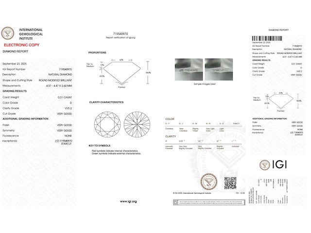 Starcut briljant diamant 0.31 carat gecertificeerd - afbeelding 3 van  4