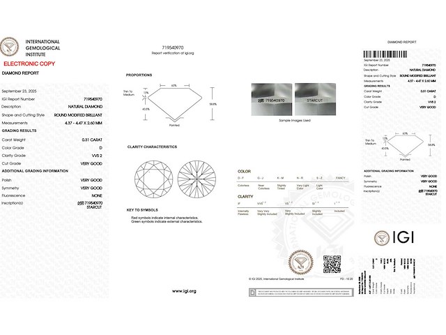 Starcut briljant diamant 0.31 carat gecertificeerd - afbeelding 4 van  4