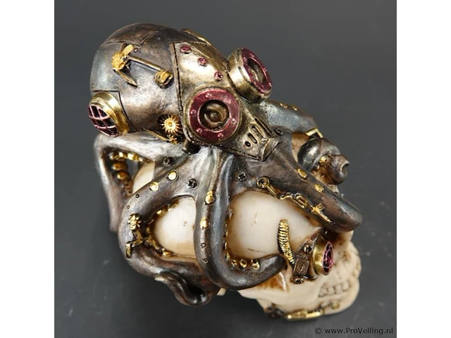 Steampunk schedel met octopus - afbeelding 4 van  5
