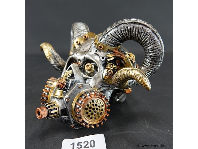 Steampunk-schedel met ramshoorns - afbeelding 1 van  5
