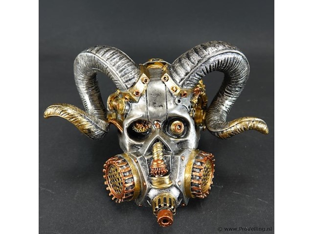 Steampunk-schedel met ramshoorns - afbeelding 2 van  5