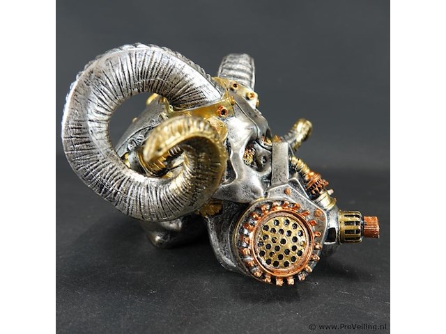 Steampunk-schedel met ramshoorns - afbeelding 3 van  5