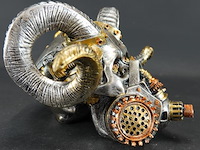 Steampunk-schedel met ramshoorns - afbeelding 3 van  5