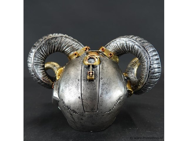 Steampunk-schedel met ramshoorns - afbeelding 4 van  5