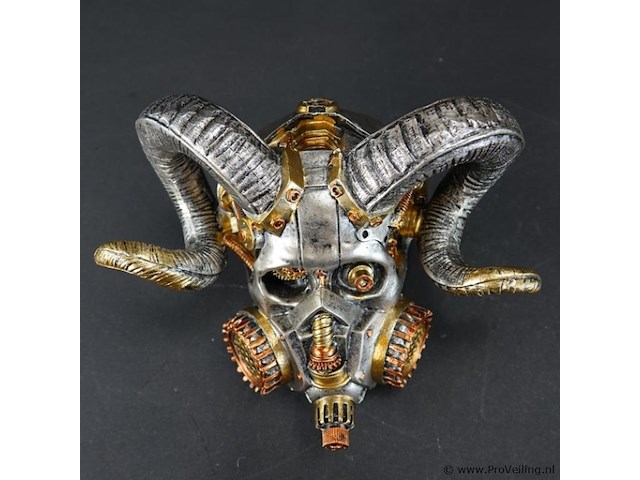 Steampunk-schedel met ramshoorns - afbeelding 5 van  5