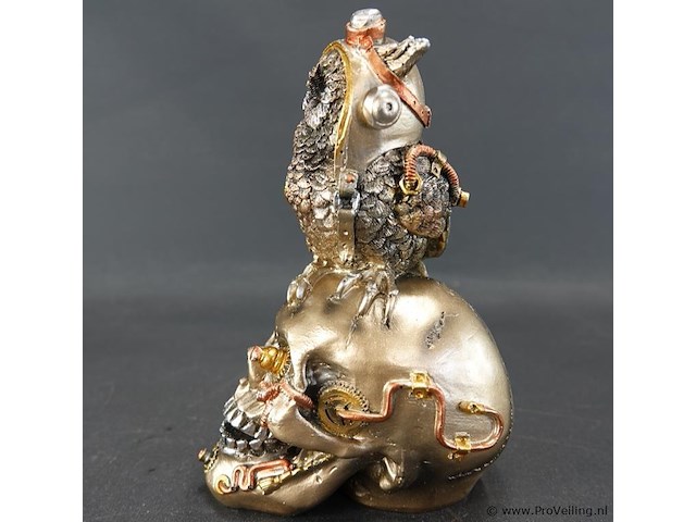 Steampunk schedel met uil - afbeelding 2 van  5