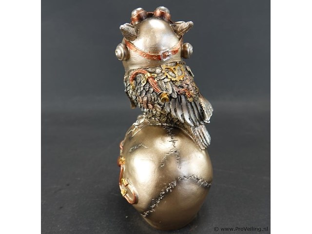 Steampunk schedel met uil - afbeelding 3 van  5