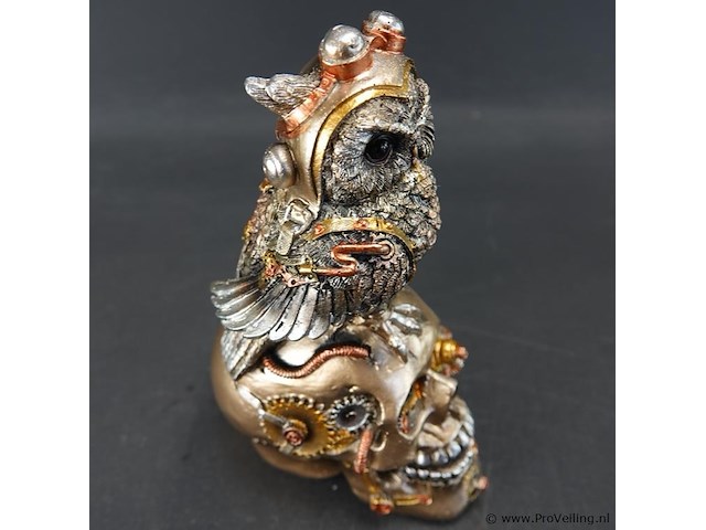 Steampunk schedel met uil - afbeelding 4 van  5