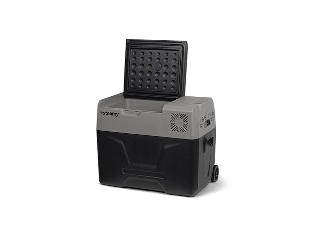 Steamy-e single zone elektrische compressor koelbox op wielen grijs - afbeelding 1 van  4