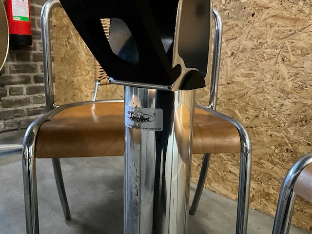 Steel mobile - horecameubilair - 4 tafels, 16 rvs stoelen + transportwagen - afbeelding 4 van  7