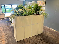Steelcase - 2x stalen kast met kunstplanten - grijs - afbeelding 3 van  6