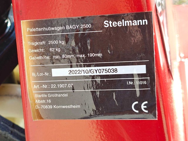 Steelman - 2500kg - hand hydraulische palletwagen - afbeelding 11 van  11