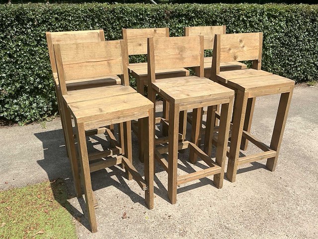 Steigerhout barkruk (6x) - afbeelding 1 van  5