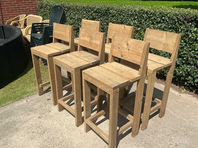 Steigerhout barkruk (6x) - afbeelding 3 van  5