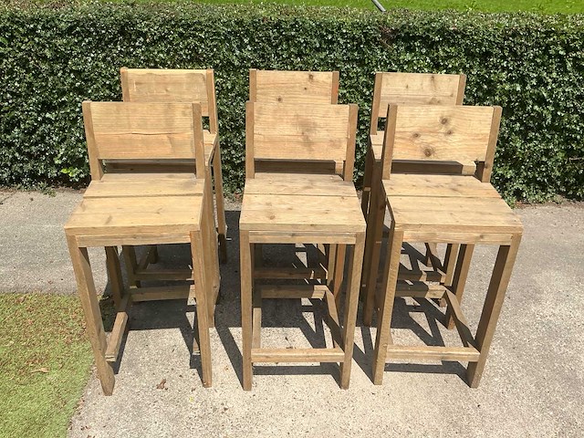 Steigerhout barkruk (6x) - afbeelding 2 van  5
