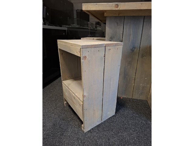 Steigerhouten bartafel met 4x kruk - afbeelding 4 van  7