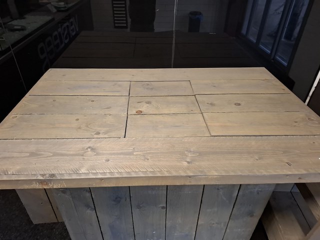 Steigerhouten bartafel met 4x kruk - afbeelding 6 van  7