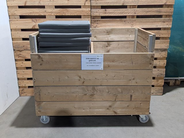 Steigerhouten kussenwagen, incl. kussens - afbeelding 1 van  10