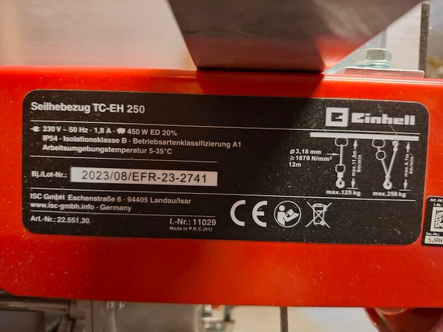 Steigerlier einhell, tc eh 250, bouwjaar 2023 - afbeelding 5 van  7