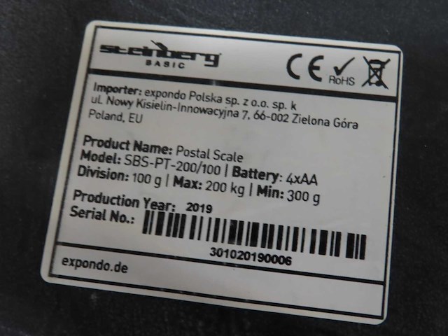 Steinberg - 2019 - sbt-pt-200/100 - pakketweegschaal - afbeelding 3 van  3
