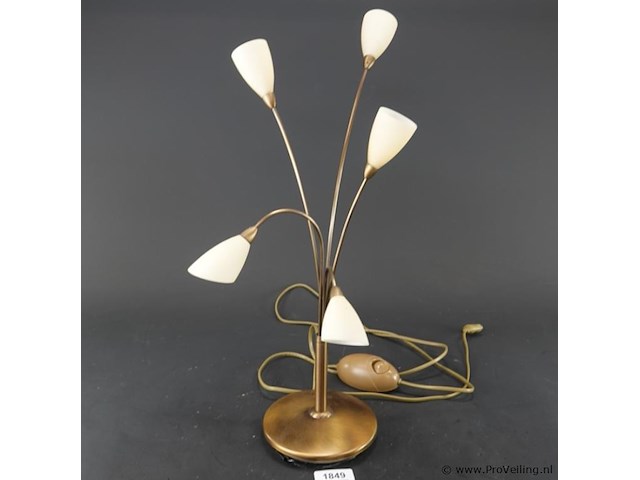 Steinhauer tarda tafellamp met brons/messing armen en glazen kapjes - afbeelding 1 van  5