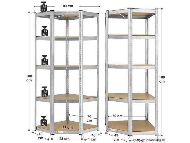 Stellingkast corner basic 180 x 70 x 70 - afbeelding 2 van  10